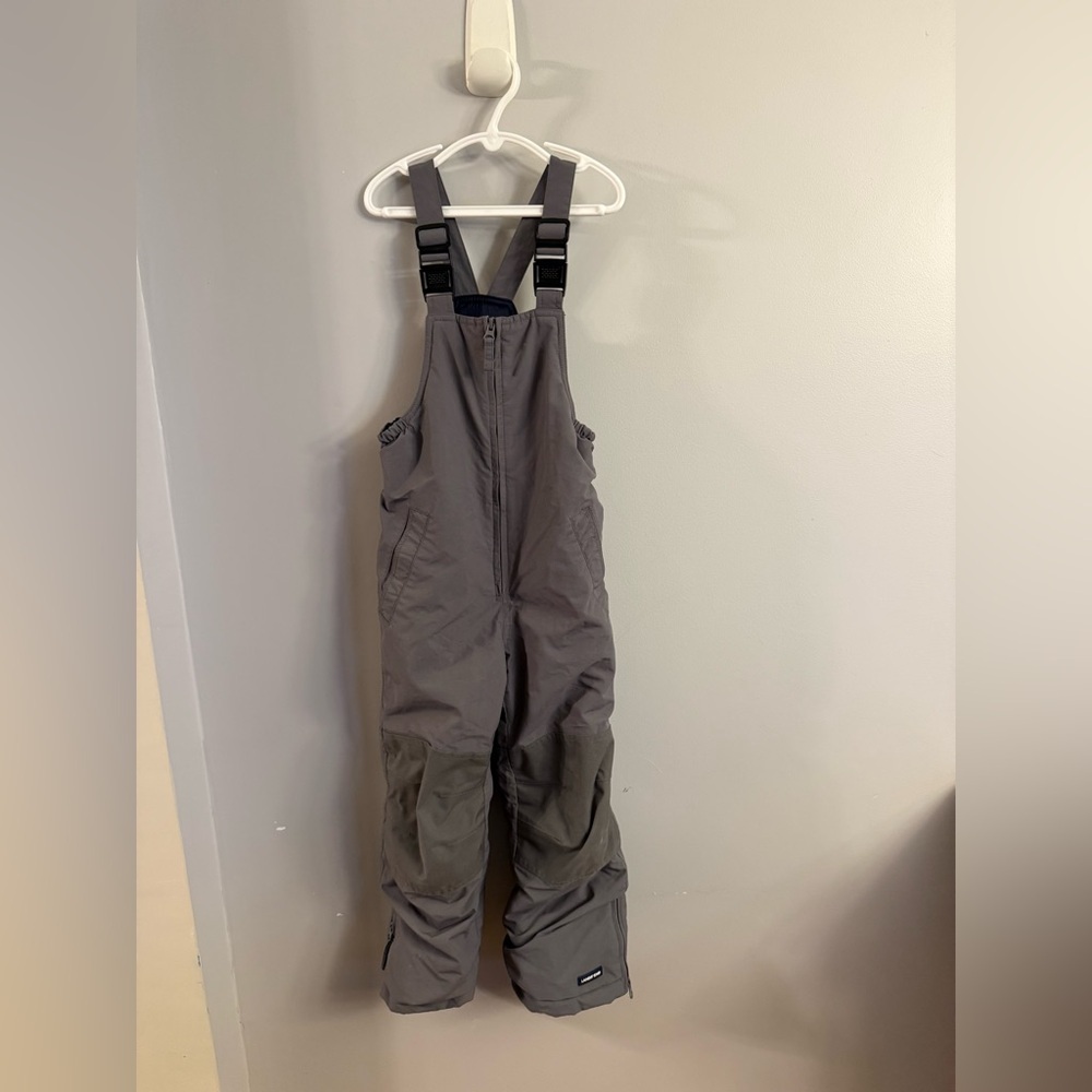 Lands' End Snow Bib Overalls Size 5 Gray Insulated Ski Snow Pants Grow-A-Longs